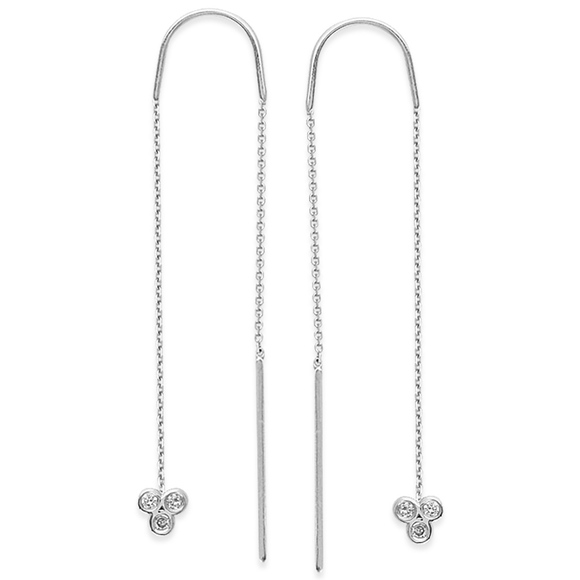 14k Diamond Trio Stationary Theader Earrings